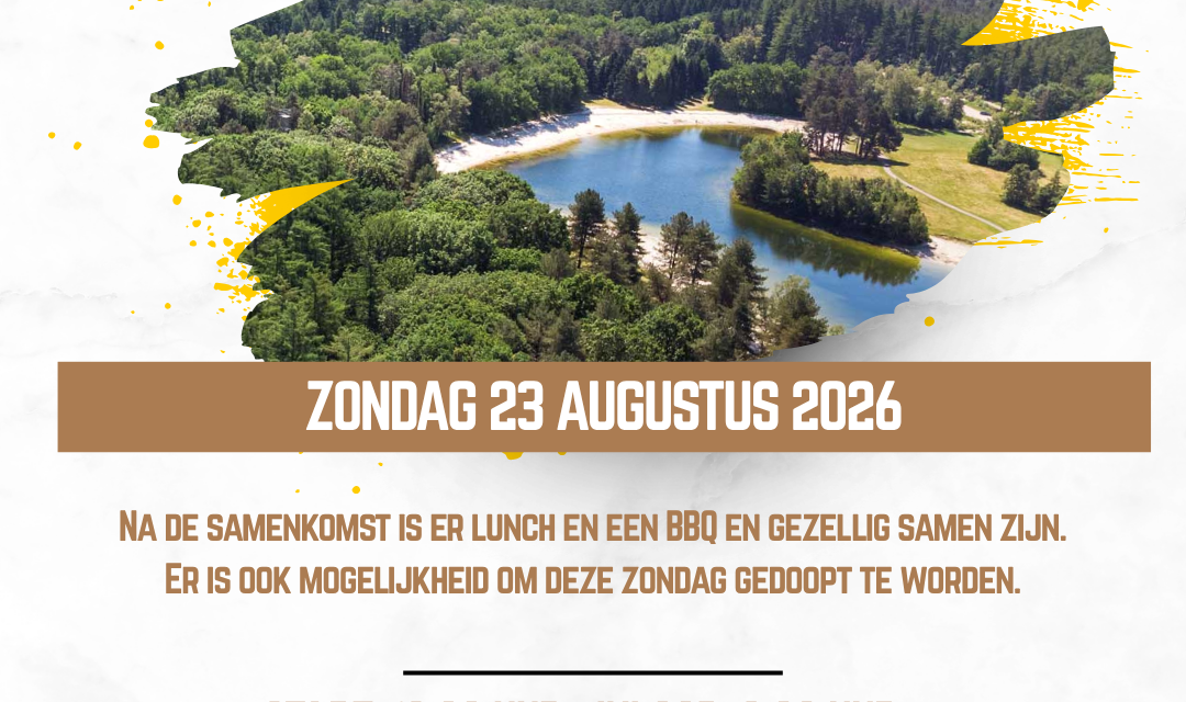 Gemeente volg Jezus houdt open lucht samenkomst bij bosvijver de Zwarte Dennen