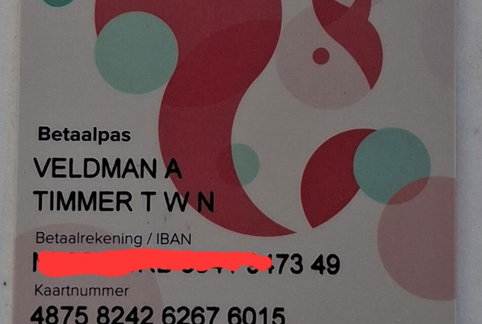 Veldman, hier is uw bankpas
