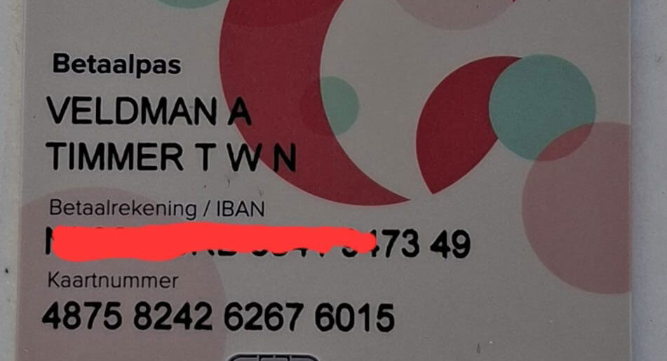 Veldman, hier is uw bankpas