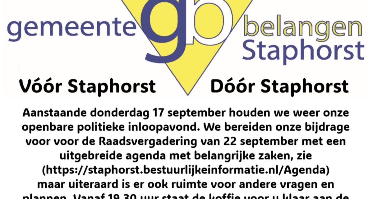 Politieke inloopavond Gemeente Belangen