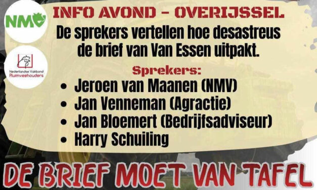 Stikstof: Info avond in Rouveen “De brief moet van tafel” voor alle agrariërs en iedereen die de sector een warm hart toedraagt